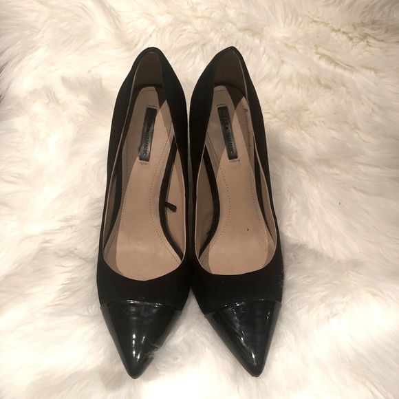 Black stilettos heeled pumps Zara shoes suede pointed toe size 9/ eu 40 - Picture 3 of 5